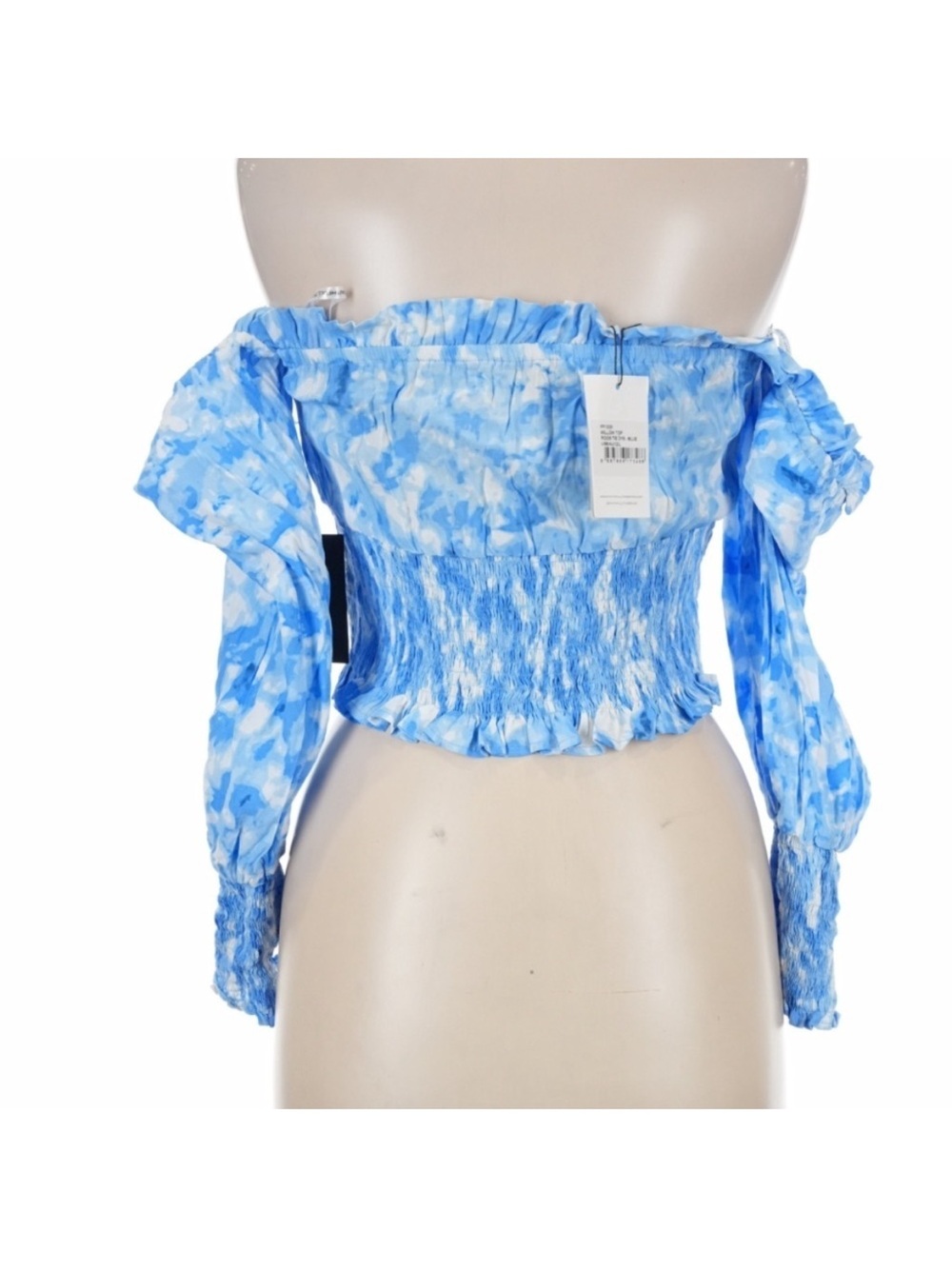 Faithfull The Brand Willow Smocked Blue Floral Top Puff Sleeve Square Neck 8 NWT - Picture 3 of 7